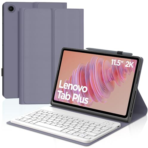 IVEOPPE Funda con Teclado Lenovo Tab Plus 11.5 2024, Teclado España Ñ Bluetooth Inalambrico Desmontable para Lenovo Tab Plus 11.5 Pulgadas 2024 (TB351FU), Púrpura Lavanda
