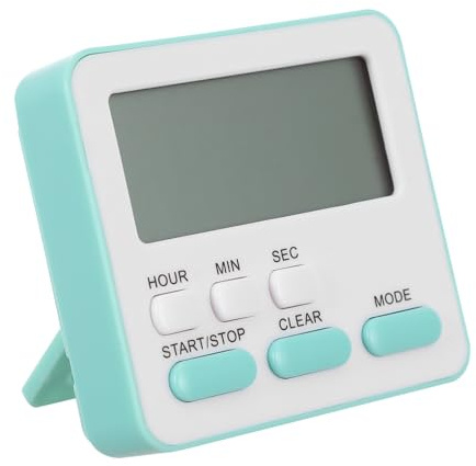 LIGIGWASH Temporizador Digital Silencioso Alarma Led, Multifuncional Tamaño Compacto, Plástico Resistente Verde, para Estudiantes y Cocina, Temporizador de Cuenta Regresiva Soporte Magnético y Reloj