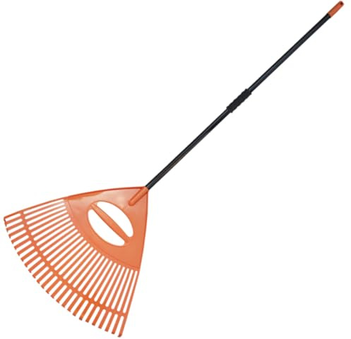 pokm toolsmarket - XXL Laubrechen mit Schraub-Metallstiel – 26 Zinken, 63 cm Arbeitsbreite – Großer Gartenrechen Laubgreifer mit Softgriff – Ideal zum Laub Sammeln