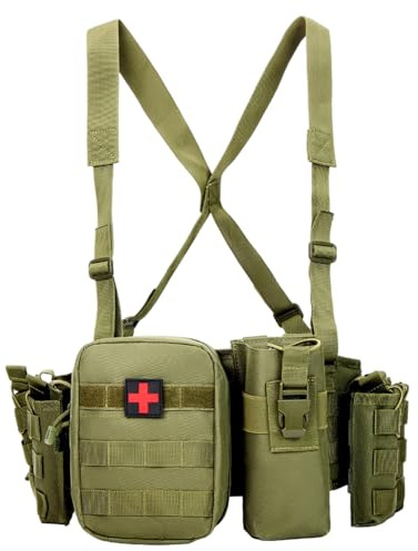 NIDONE Cintura multiuso, cintura da combattimento regolabile e staccabile con tasche multiple e fibbia a sgancio rapido, per allenamento sulla sicurezza all'aperto, verde militare
