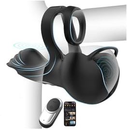 Male Masturbator Male Sex Toys for Men, Vibrating Penis Ring Testicle Toys with 9 Vibrations, Vibrting Cock Ring for Balls Stimulator with APP, Dick Vibrater Sex toyscouples for Men Cockring (B)