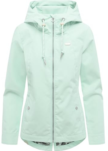 Ragwear dam vattentät lätt övergångsjacka kort jacka med huva Monadde XS-3XL, Mint, 3XL