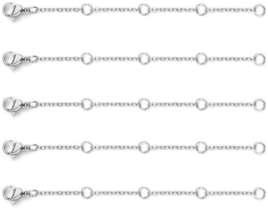 Kedjeförlängare Choker, Halsband Hänge Förlängningskedja Hummerlås Anslutningar Guld och silverfärgad 3-10 cm Paket med 5