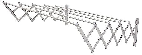 Amig - Tendedero Extensible de Pared Niza - Fabricado en Aluminio de Alta Resistencia - Acabado Inoxidable - Medidas: 80x14x3cm - Tenderete de Ropa Exterior Plegable