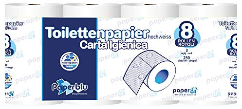 64 rolls of 3ply pure white cellulose toilet paper
