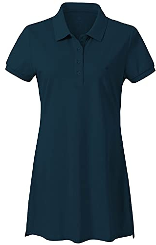 AjezMax Dam poloklänning kortärmad bomull sport tennis golfklänning, Mörkgrön, XS