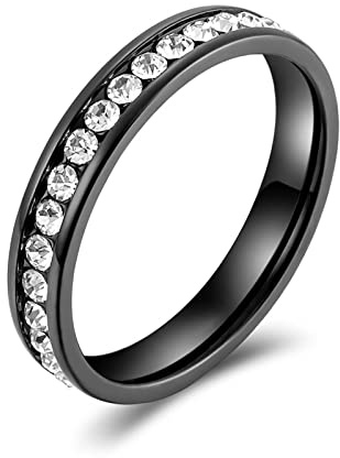AmDxD Vänskapsringar för män, rostfritt stål, vigselring för män, evighet med zirkonia för män, silver, Rostfritt stål, Kubisk zirkonia