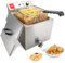 Valgus Friteuse électrique professionnelle en acier inoxydable 3000W 16L grand friteuse avec vidange, panier et couvercle pour les restaurants à usage commercial
