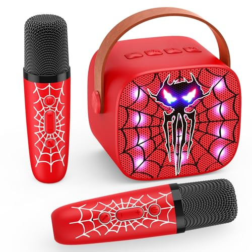 Máquina de karaoke para niños de 3 a 12 años: mini altavoz Bluetooth portátil con 2 micrófonos inalámbricos, juguete de luz LED, regalo de cumpleaños para niños y niñas de 3, 4, 5, 6, 7, 8, 9, 10 años
