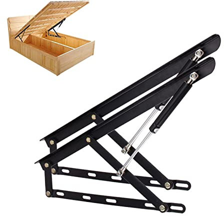 Gasfeder-Scharniere für Bettkästen, 2 Stück, 1100 mm Größe, klappbarer Hebemechanismus, Möbelscharnier-Set für einfachen Bettzugang und Lagerverwaltung