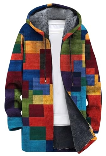 Chaqueta de invierno para hombre con capucha, forro polar, sudadera retro oversize con capucha, chaqueta de punto de invierno, chaqueta de punto de longitud media, cárdigan con cremallera, color