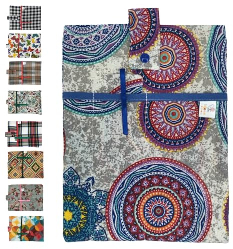 Funda Tablet 11” – Funda Libro Lectura – Funda Acolchada con Bolsillos – Bolsa Tablet con Cierre de Botón – Protector para iPad,Kindle,Libros,Cuadernos – Hecho a Mano Diseño Artesanal(Mandalas)