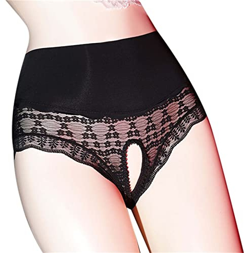 Genérico Tanga Abierto de Encaje Braguitas Mujer Ropa Interior con Abertura Sexy Encaje Tangas Mujer Ropa Interior Sexy Tanga Hilo Abierto Bragas sin Costuras Talla Grande Regalo Corto para Novia