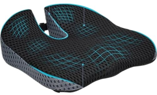 Memory Foam Car Seat Cushion with 4D Mesh, Universal Wedge Seat Cushion for Driving,Office Chair Cushion, Coccyx Cushions,Posture Support & Height Booster with Adjustable Straps.
