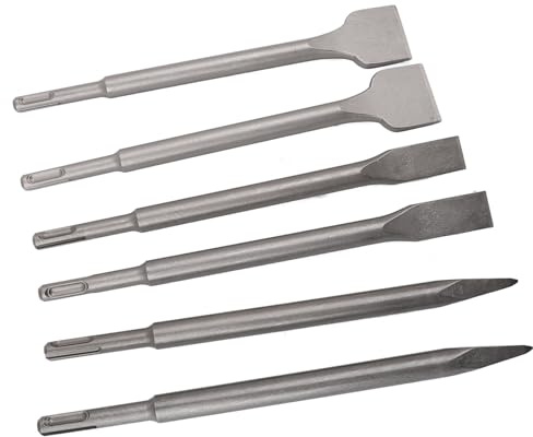 SEAFRONT Juego de Cinceles de Taladro de Martillo Rotativo de 6 Piezas Brocas de Cincel de Escala de Punta Plana Versátiles para Cemento de Hormigón de Ladrillo Compatible con la Mayoría