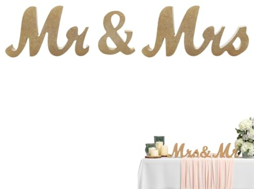 Decorazioni Matrimonio Tavolo, 1 Pezzo segnaposto Legno Mr e Mrs, Decorazione Nozze Rustica Elegante per sposi, Ornamento Matrimonio Legno Naturale, addobbi per Tavolo Cerimonia Romantica