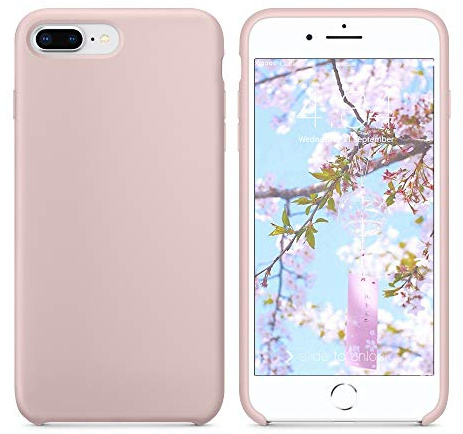 SURPHY iPhone 8 Plus Hülle Silikon, iPhone 7 Plus Hülle, Silikon Schutzschale vor Stürzen und Stößen Silikon Handyhülle für iPhone 8 Plus(2017) iPhone 7 Plus (2016) Schutzhülle 5,5 Zoll, Sandrosa