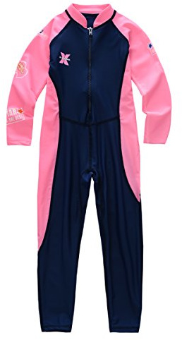 M2C X-Manta Girls Full Body Swimsuit UPF 50+ UV Sun Protective One-Piece Dark Blue 5/6
