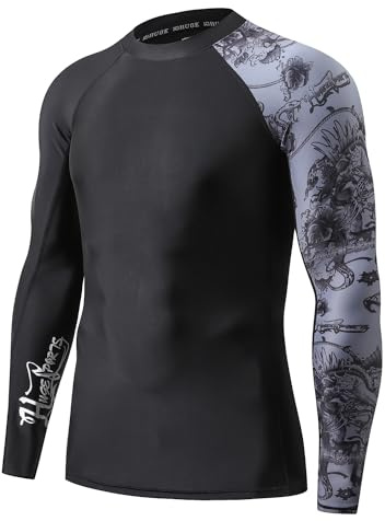 HUGE SPORTS Men's Splice UV Sun Protection UPF 50+ Skins Rash Guard Long Sleeves (Piracy, L)