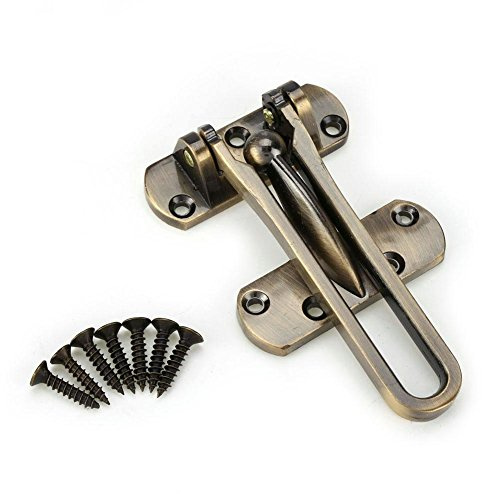 Fdit Loquet en Alliage de Zinc Loquet Verrou de Porte Chaîne de Sécurité Verrouillage de Serrure de Limiteur pour Porte de Fenêtre Placard(Bronze)