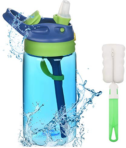 flintronic 480ML Drink Bottle, Leak-Proof, Shatter-Proof, BPA-Free for Water, Milk (Brush Included)