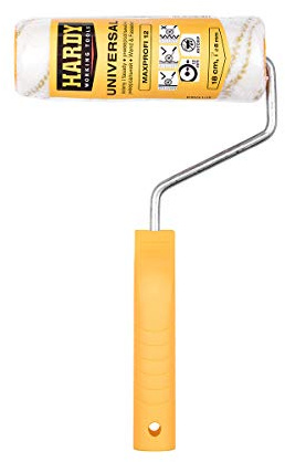 HARDY WORKING TOOLS Kits de herramientas de pintura, Rodillo antigota poliacrílico, Altura del pelo 12mm, Eslora 18cm, Diámetro 48mm, Blanco y amarillo, A0180-580000