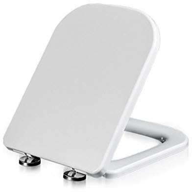 TopHomer Siège de toilette en forme de D blanc avec fermeture douce et accessoires d'installation pour salle de bain familiale