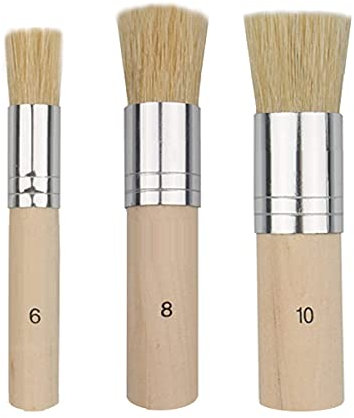 XNJIHWA 3Pcs Pinceles para Plantilla Madera Pinceles de Cerdas Naturales Pincel para Estarcido,Pintura De Acuarela,Proyecto De Plantilla,Decoración del Hogar(13.5/17/22mm)