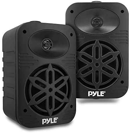 Pyle Altavoces, 500V, Interiores y Exteriores, A Prueba de Agua, 2 vias con bocina de 5.25”, Tweeter de ½, para el hogar, Barco, Zona Marina, Terraza, Patio o Piscina