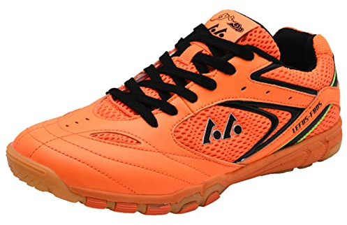 ZHENSI Chaussures De Tennis De Table Hommes Femmes Léger Badminton Intérieur Baskets Doux Respirant pour Adolescents Étudiants,Orange,44 EU