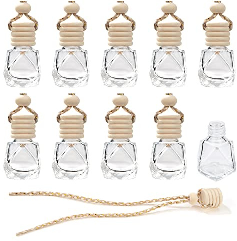 Car Air Freshener Perfume Bottle 8ml Refillable Aromatherapy Fragrance Essential Oil Diffuser Empty Car Hanging Diffuser for Car Home Office 10Pcs