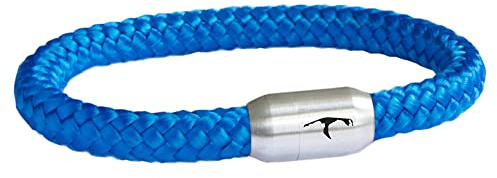 Paris Montana Das Original Sylt Gravur Unisex Segeltau Armband Geflochten Handmade Hochwertiger Magnetverschluss 8mm Durchmesser (Roayl-Blau, 24.00 CM)