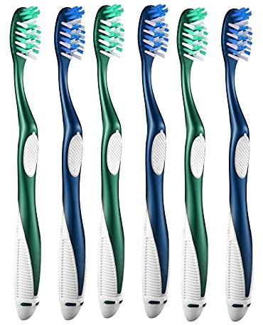 Fremouth Extra Firm Toothbrushes for Adults, Extra Hard Bristles, 6 Count