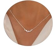 Feskive CZ Diamond Necklace for Women Dainty Square Cubic Zirconia Splints Solitaire Pendant Necklace for women 14kGold/Silver Plated Different Width Square CZ Pendant Necklaces Simulated Diamond