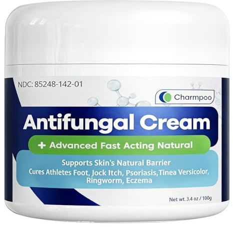 CHARMPOO Antifungal Cream for Jock Itch: 2% Miconazole and Herbal Formula for Itchy Skin Relief Extra Strength - Cures Ringworm Athletes Foot Tinea Versicolor 100g