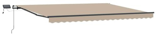 vidaXL Einziehbare Markise Beige 400 x 300 cm Stoff, Verstellbares Terrassen-Dach, modernes Außenzelt, UV-beständige Materialien, Schutz vor Wetter und Sonne für Balkone
