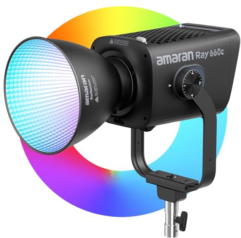 amaran Ray 660c Luz COB RGB de 660W, LED de Estudio con Alimentación Integrada, DMX por USB-C, IP54, Montura Bowens, Control por App