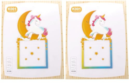 SHINEOFI Pegatinas Luminosas de Unicornio para Enchufe de Pared Cubiertas Decorativas Adhesivas Resistentes al Agua 2 Piezas para Decoración Infantil y Protección del Interruptor