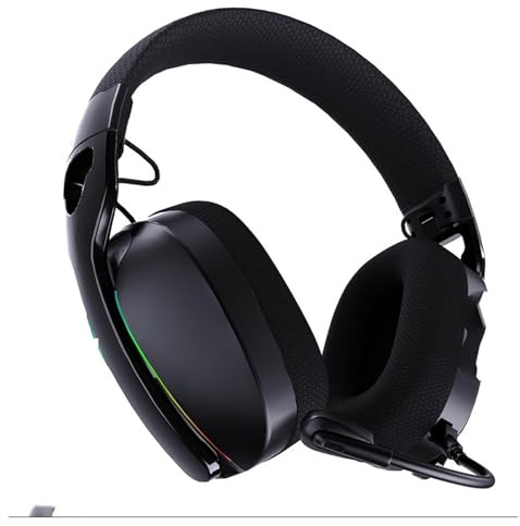 Generico Cuffie da gioco wireless ultraleggere L90, BT, 2.4G, cavo 3,5 mm, RGB pieghevoli 7. antirumore con audio surround(Black)