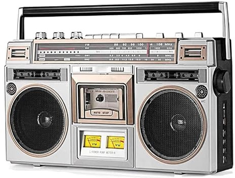 Reproductor de CD y casete Boombox estilo retro de los años 80, radio Bluetooth con grabación FM DAB+ USB, grabadora de cinta portátil para el hogar y viajes