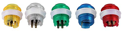 Phefop 5PC LED Tryckknappar Upplysta Spelknappar med Högtemperaturbeständig Plast för Machine Träkonsol
