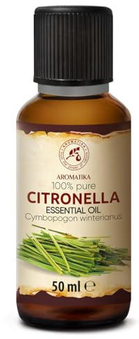 Aceite Esencial de Citronela 50 ml - Cymbopogon Winterianus - Natural y Puro - Aceites Esenciales para Difusores - Fragancias para el Hogar - Jabones y Velas - Sauna - Aroma fresco - Aromaterapia