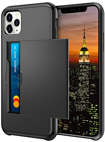 Coolden for iPhone 11 Pro Case Wallet Cover Shockproof Heavy Duty Protective Hard Back Soft Bumper Phone Cases Card Holder Slot Wallet Cover for iPhone 11 Pro Phone Case (Black)