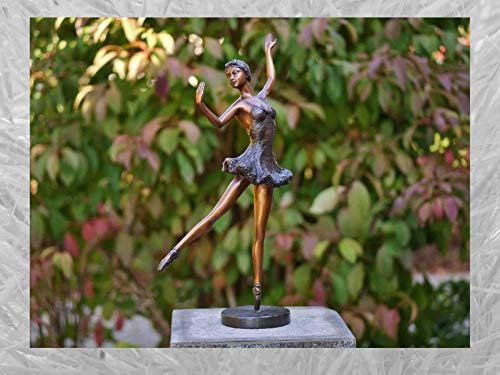 IDYL Bronze-Skulptur Ballerina braun | 51x12x28 cm | Klassische Bronze-Figur handgefertigt | Gartenskulptur oder Wohnbereich-Dekoration | Hochwertiges Kunsthandwerk | Wetterfest