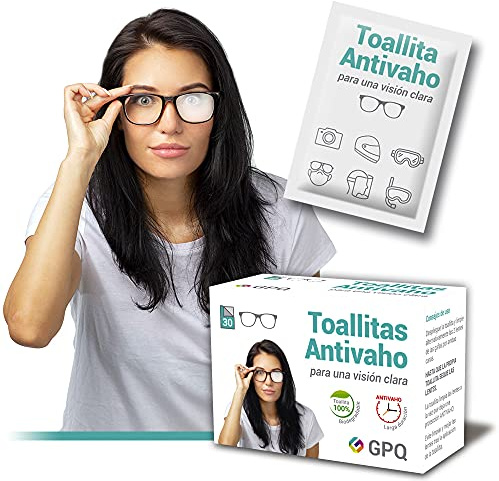 GPQ - Antibeschlagtücher für Brillen | Nass und Einweg | 24 Stunden ohne Dampf | 30 Einheiten | Antibeschlag | Für Schutzscheiben, Tauchermasken, Helmvisiere, Kameraoptiken | Made in UE