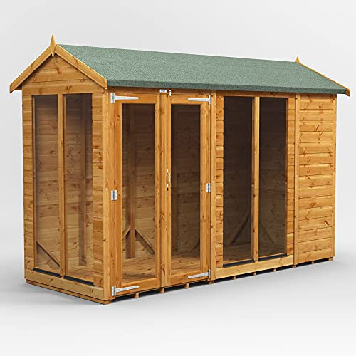 Powersheds High Grade Premium Apex Summer House Wooden Shed with Security Features, PVC Window Sills, Door & Window Flexibility, made from Extra Thick Timber