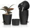 T4U 14cm Kunststoff Blumentopf mit Bewässerungssystem, 6er-Set Selbstbewässerung Übertopf mit Untersetzer, Rund Pflanzkübel für Innen und Balkon Garten Pflanzen Sukkulenten Kaktus, Schwarz