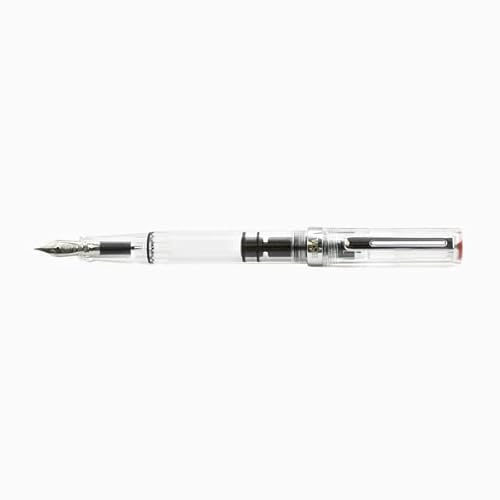 TWSBI Eco, Penna Stilografica Trasparente, Caricamento a Stantuffo, Pennino in Acciaio M, 139 mm