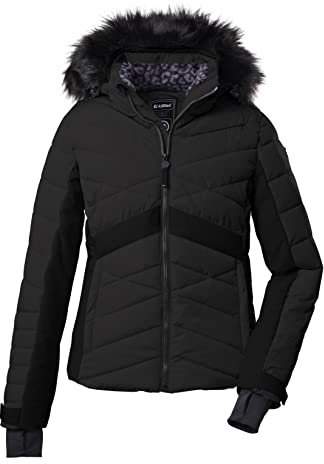 Killtec Damen Ksw 210 Wmn Qltd Jckt Skijacke Jacke in Daunenoptik mit abzippbarer Kapuze und Schneefang, Schwarz, 44 EU