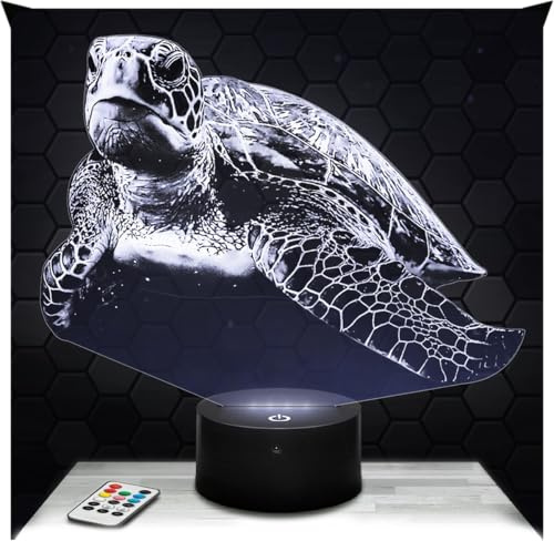 Lampephoto.fr - Lampe Schildkröte 3D Nachtlicht Meerestier | Made in France, Sockel & Größe wählbar, dimmbar, Batterie-/USB-Betrieb, HD-Lasergravur, Geschenk für Sie & Ihn